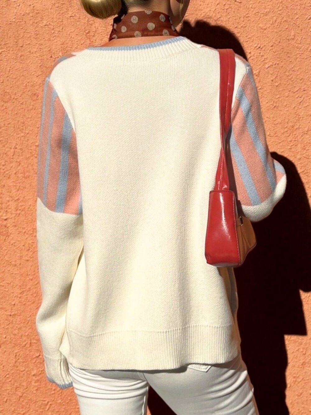 Multicolor Casual Women's Round Neck Sweater - Picture 2 of 7
